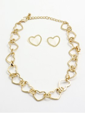 Heart Link Necklace & Earring Set (NC1236 + ER1236)